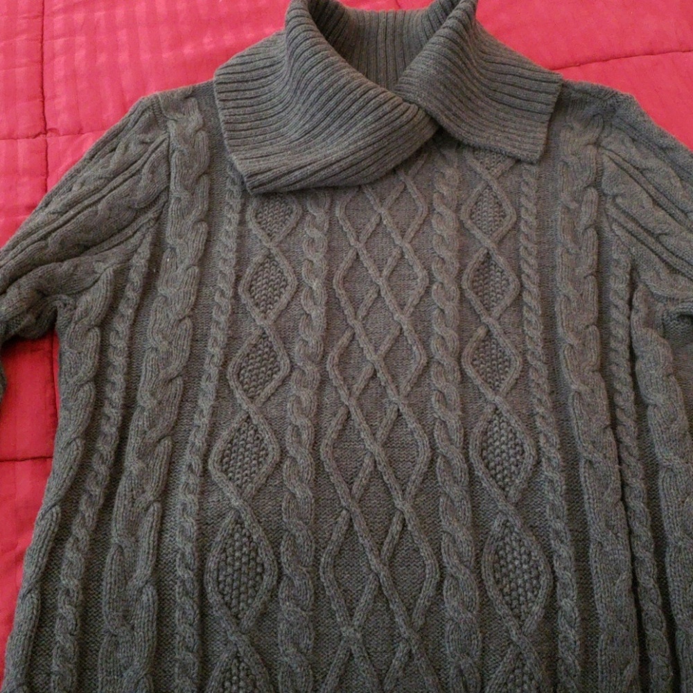 Cowl neck sweater, perfect cable knit